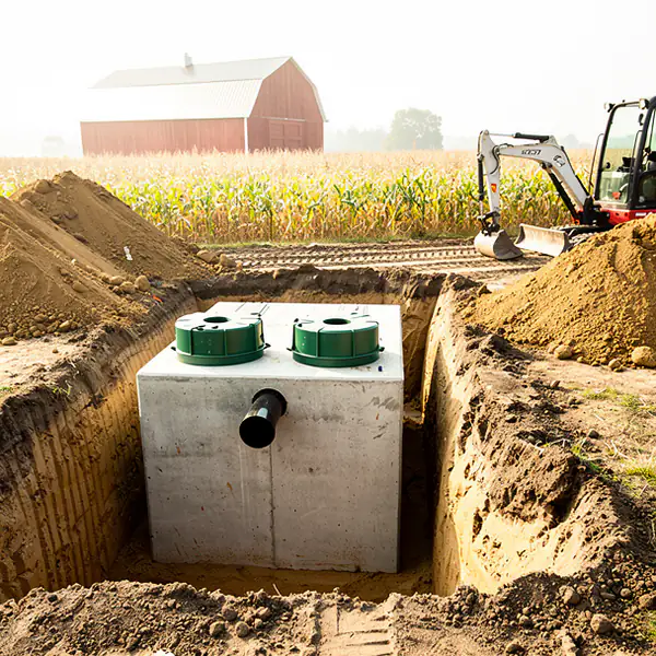 Concrete septic tank set in Wellington County