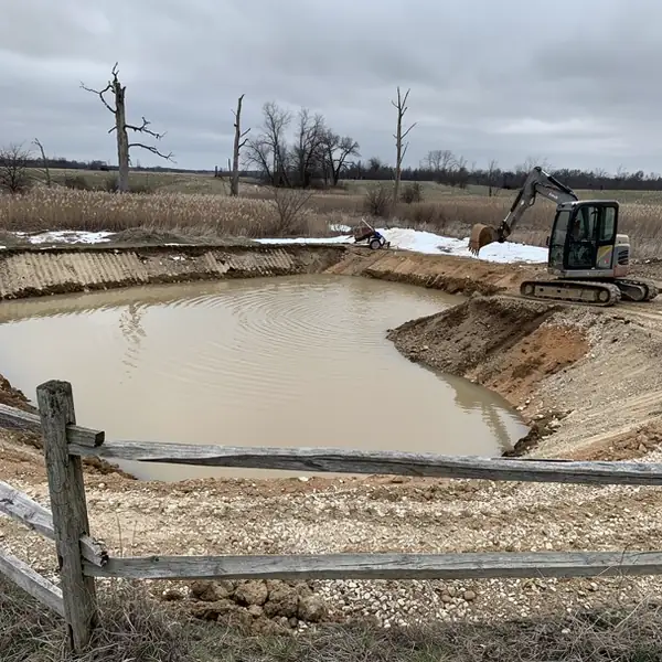 Farm pond dug near Puslinch wetland