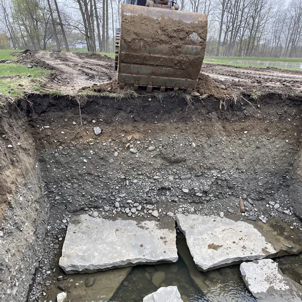 Glacial till and dolostone in Guelph excavation