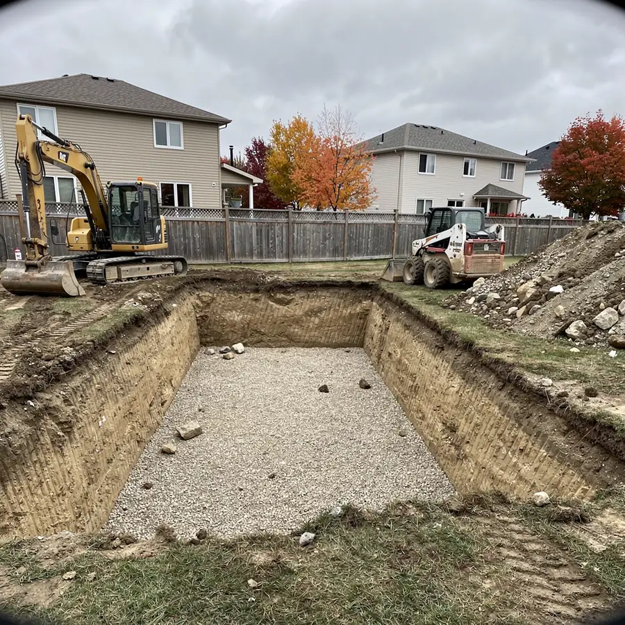 Pool dig on sloped south Guelph lot