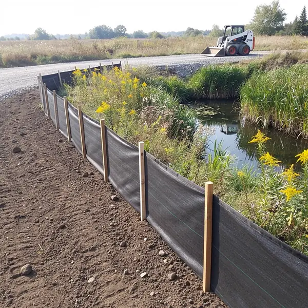 Silt fence along cleared lot in Puslinch