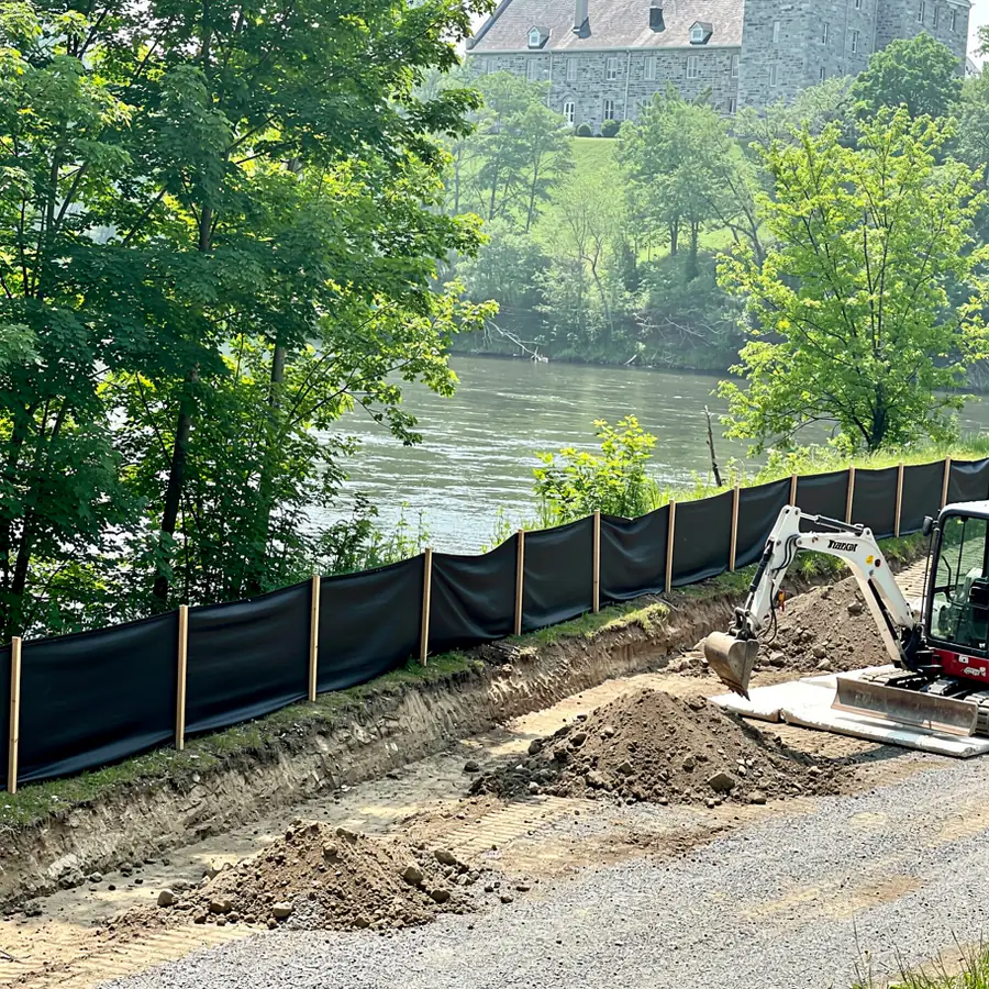 Silt fence at Cambridge riverside excavation