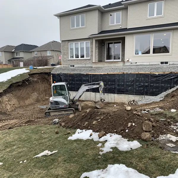 Walkout excavation behind Hespeler home in Cambridge